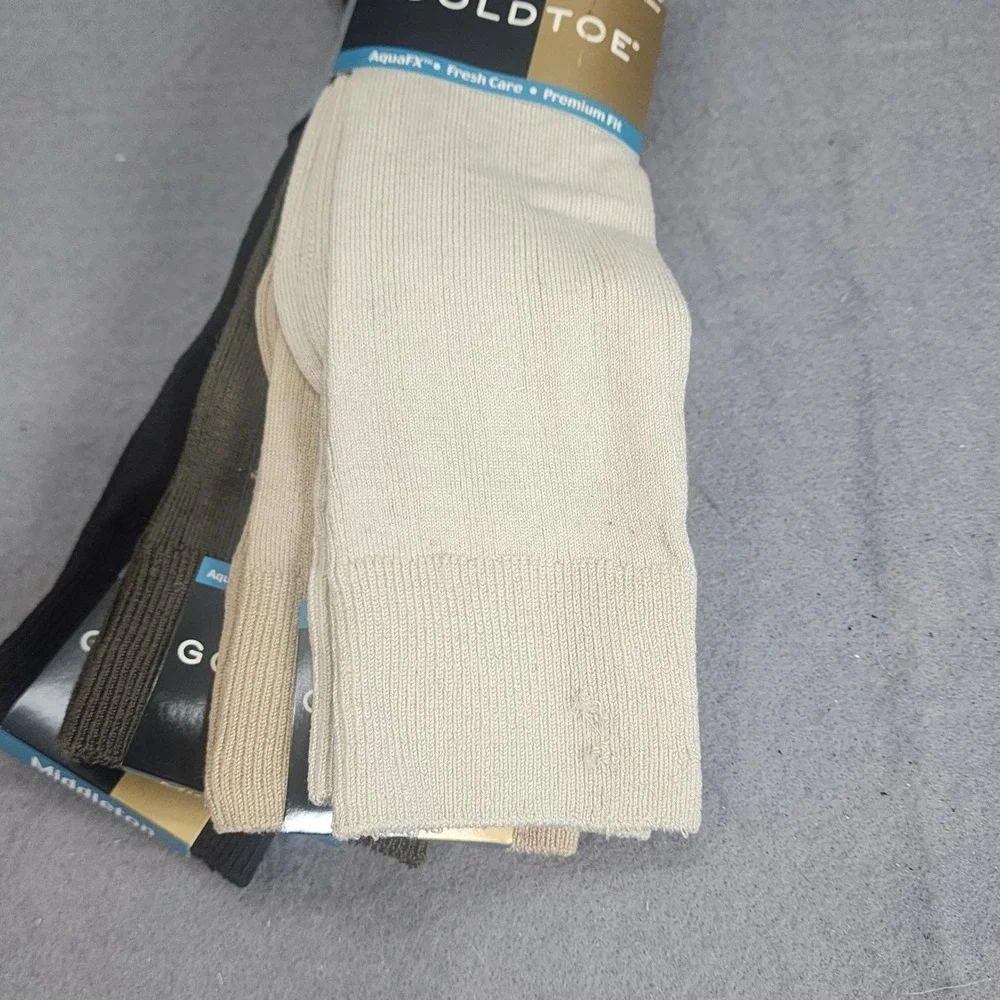 Gold Toe Middleton Dress Rib‎ Crew Socks Multi Color Mens 10-13 3-Pack